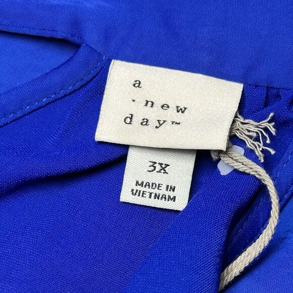 NWT A New Day Womens 3x Royal Blue Halter Top With Tie Back Blouse - Picture 7 of 15